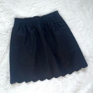 J. Crew Paper-bag Skirt Linen Black Scalloped Hem